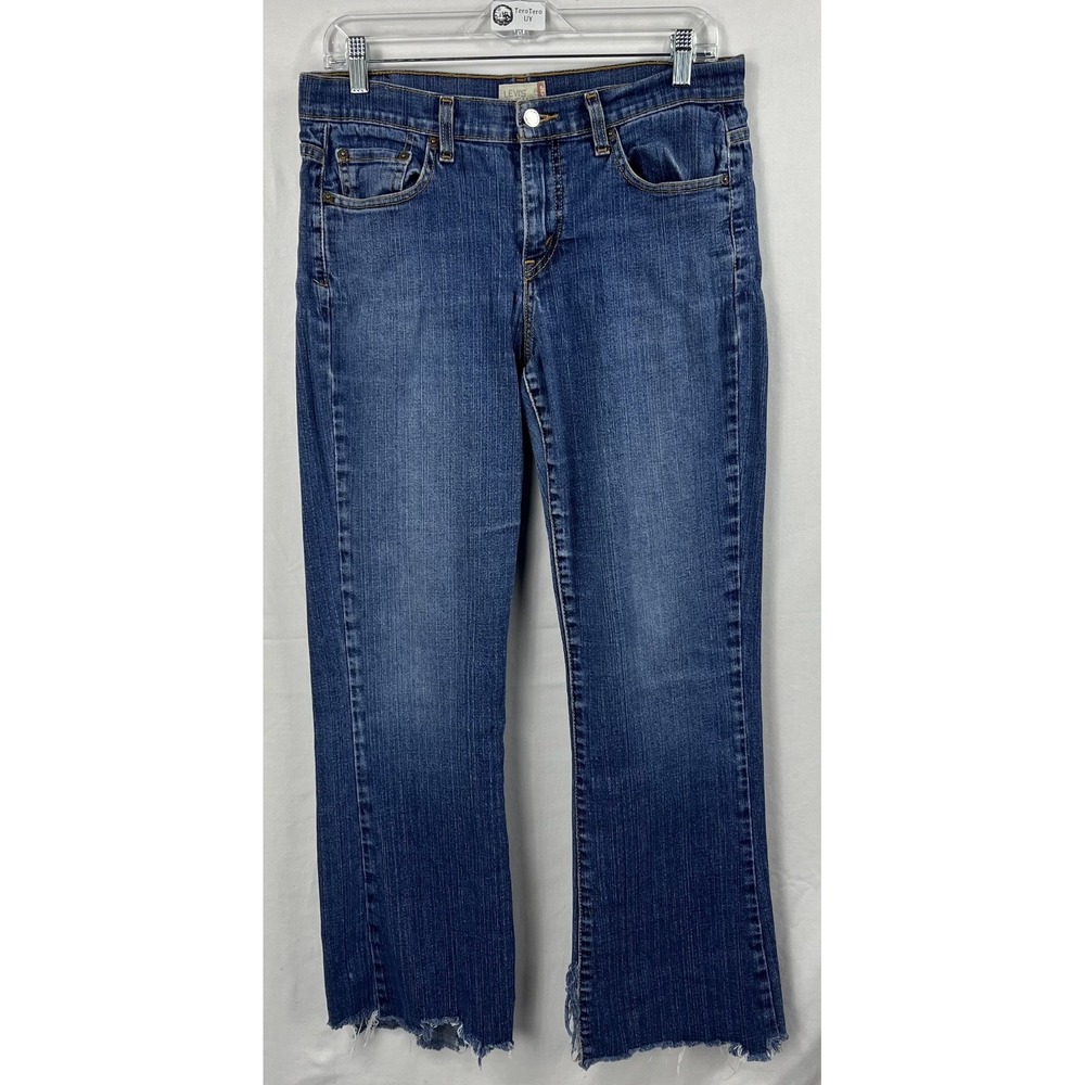 GUC Levis 515 Women's Bootcut Jeans Medium Wash Blue Denim Y2K Raw Hem Size 8M